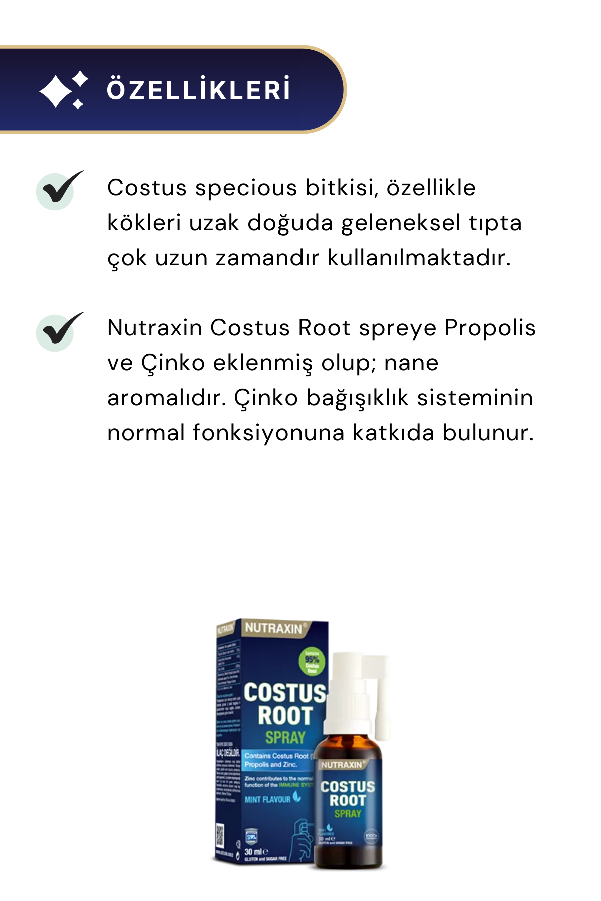 Nutraxin Costus Root Propolis Sprey 30 ml 3'lü Paket