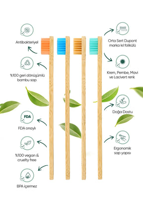 T-Brush Bambu Orta Sert Diş Fırçası - 4 Adet