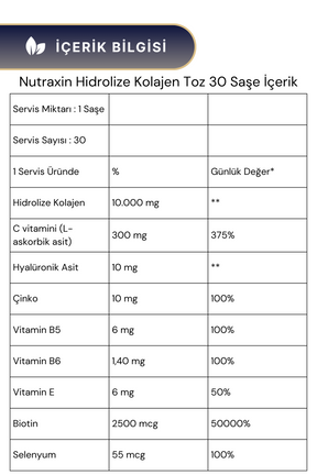 Nutraxin Beauty Collagen 30 Saşe & Vitamin D3 Tablet