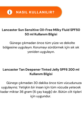Lancaster Sun Sensitive Oil-Free Milky Fluid SPF50 50 ml & Tan Deepener Tinted Jelly SPF6 200 ml