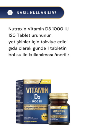 Nutraxin Vitamin D3 1000 IU 120 Tablet 6'lı Paket