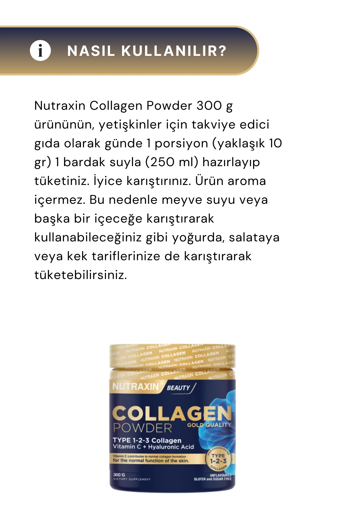Nutraxin Collagen Powder Gold Quality 300 gr 3'lü Paket