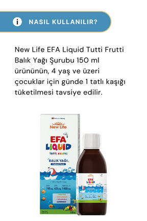 New Life EFA Liquid Tutti Frutti 150 ml Balık Yağı Şurubu - 3'lü Set