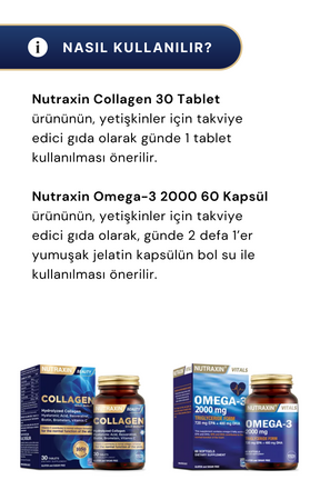 Nutraxin Collagen 30 Tablet & Omega-3 2000 Mg 60 Softgel