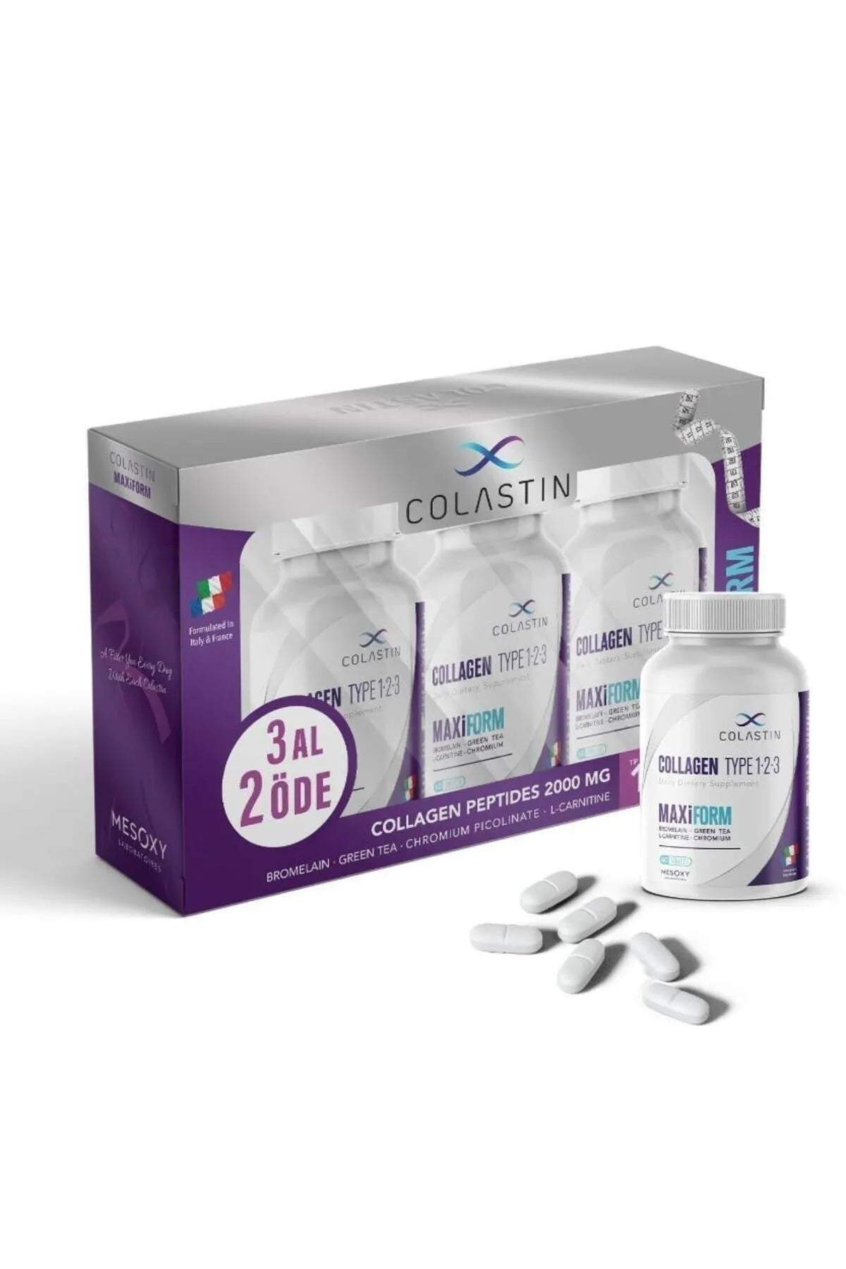 Colastin Collagen Type 1-2-3 Maxiform 3 Al 2 Öde 180 Tablet