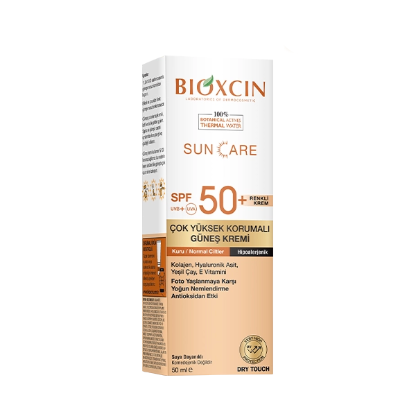 Bioxcin Sun Care Kuru Ciltler için Renkli Güneş Kremi SPF50+ 50 ml