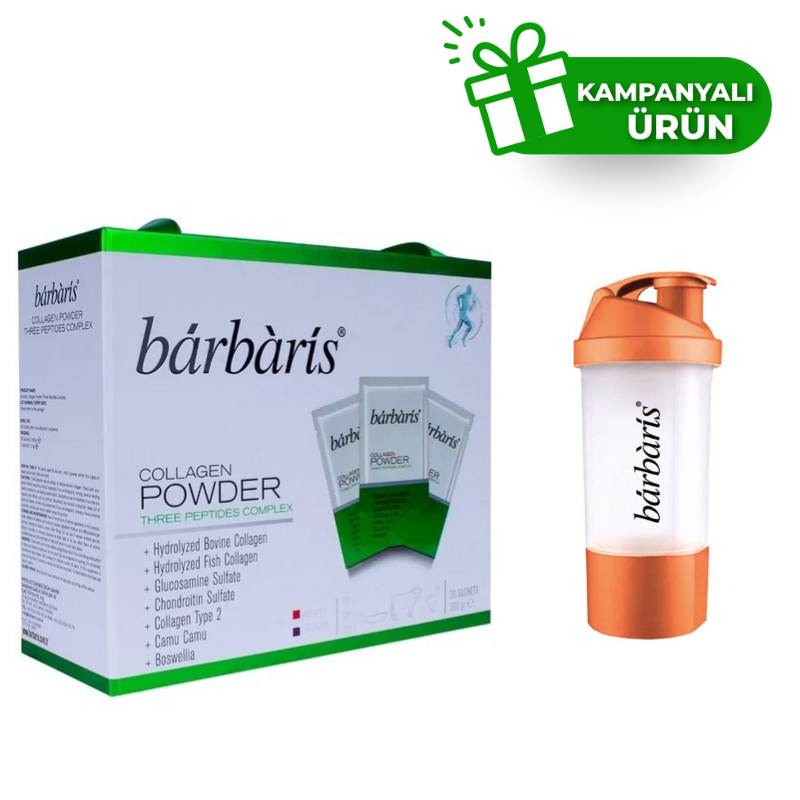 Barbaris Collagen Powder Three Peptides Complex 30 Saşe + Shaker Hediyeli