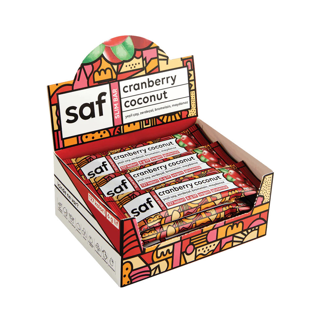 Saf Nutrition Cranberry Coconut Slim Bar 40 g 12'li Paket