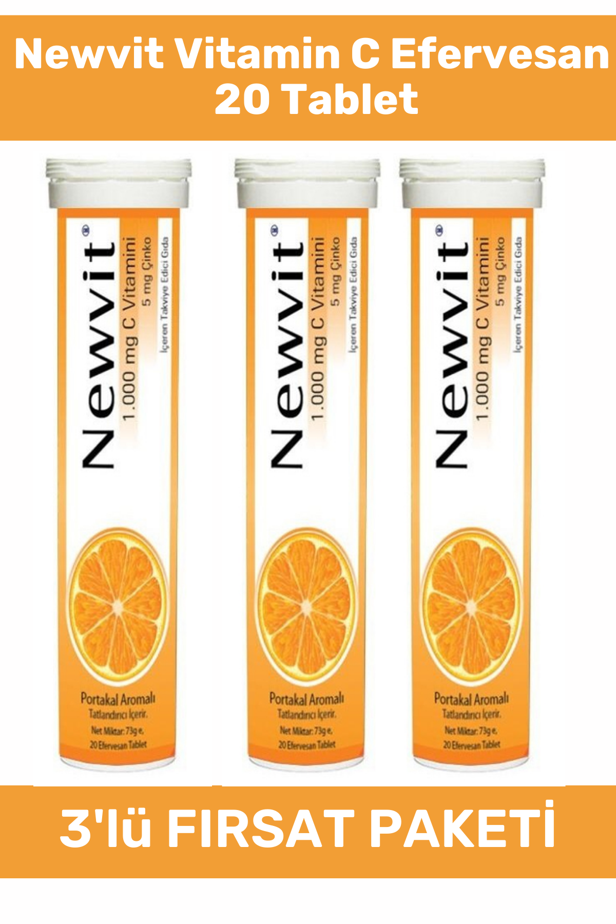 Newvit Vitamin C Efervesan 20 Tablet 3'lü Paket