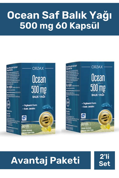 Ocean Saf Balık Yağı 500 mg 60 Kapsül 2'li Paket