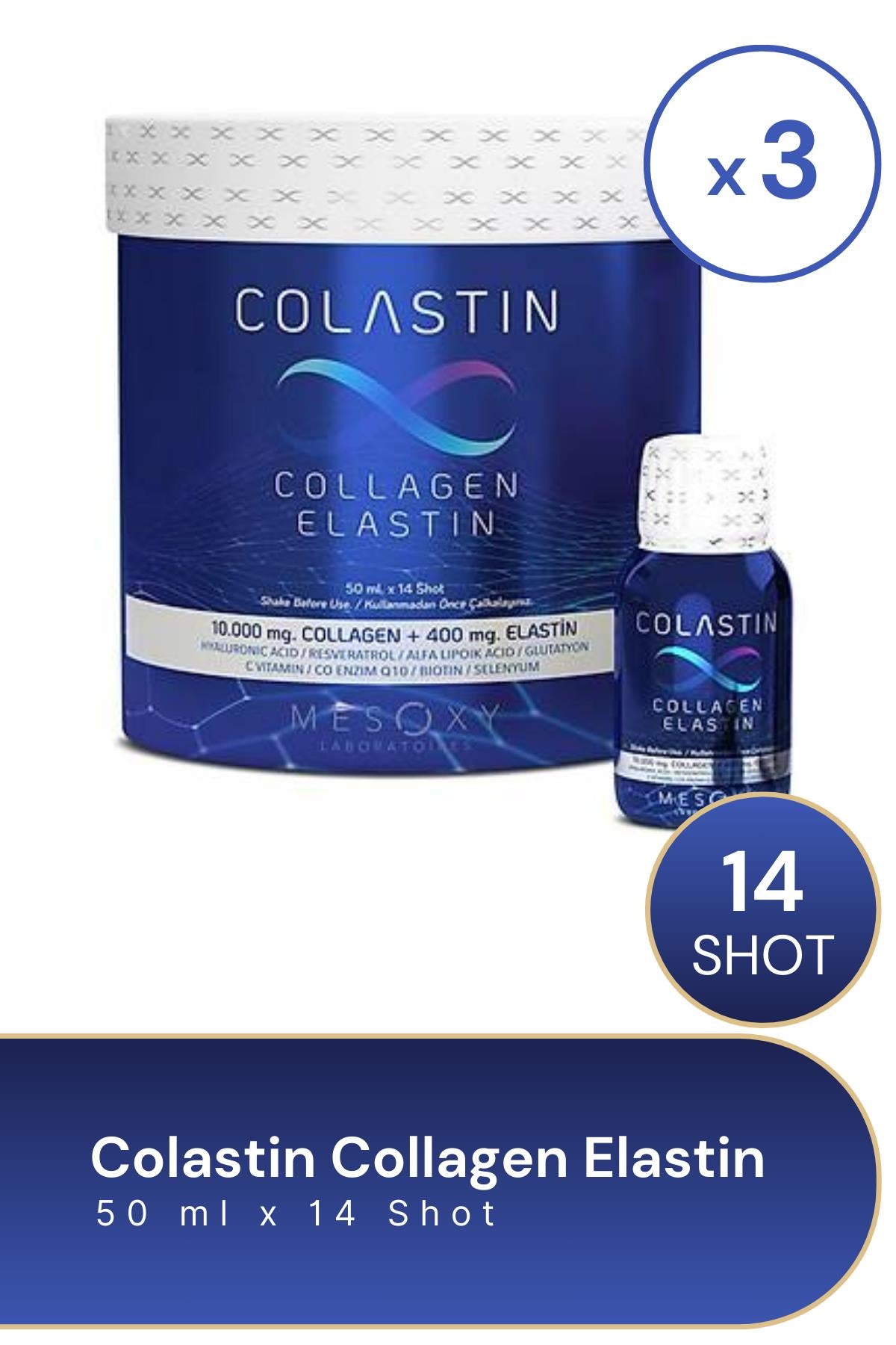 Colastin Collagen Elastin 50 ml x 14 Shot 3'lü Paket