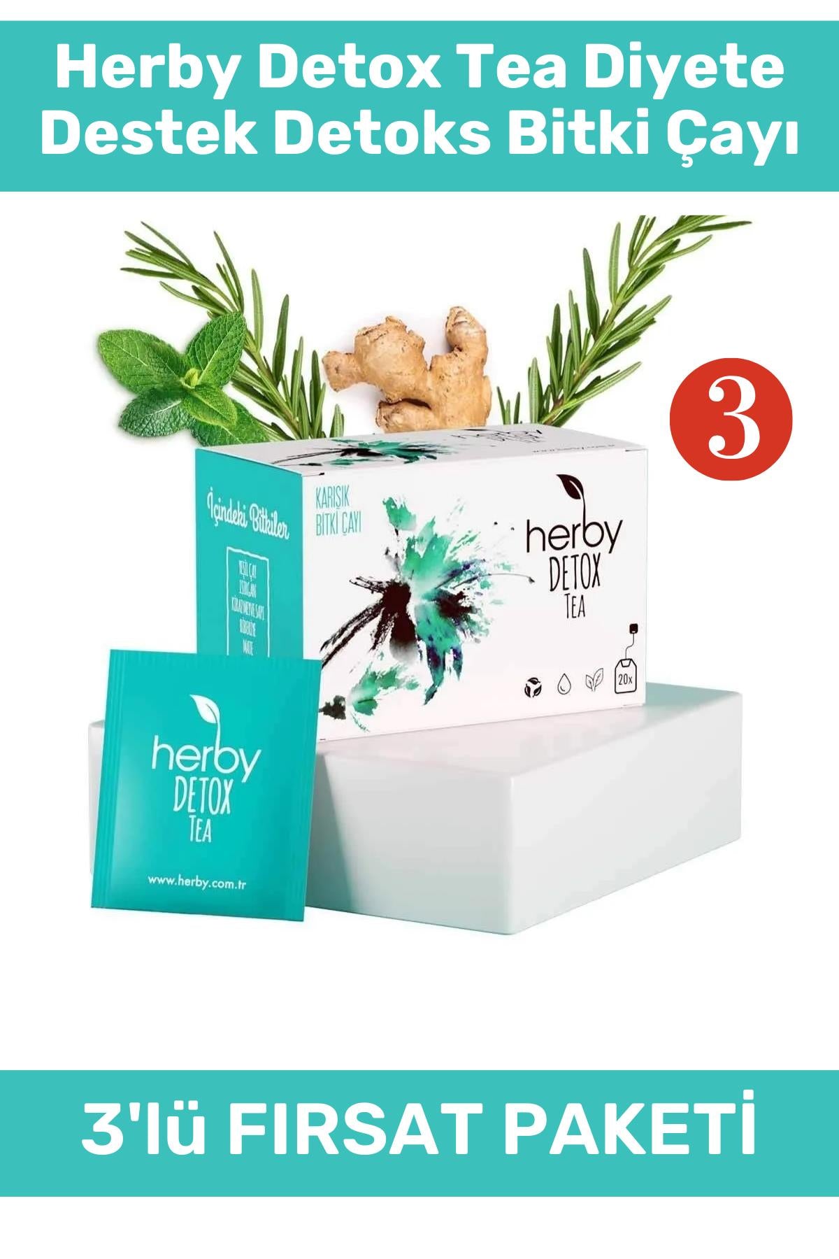 Herby Detox Tea 20'li Bitki Çayı 3'lü Paket