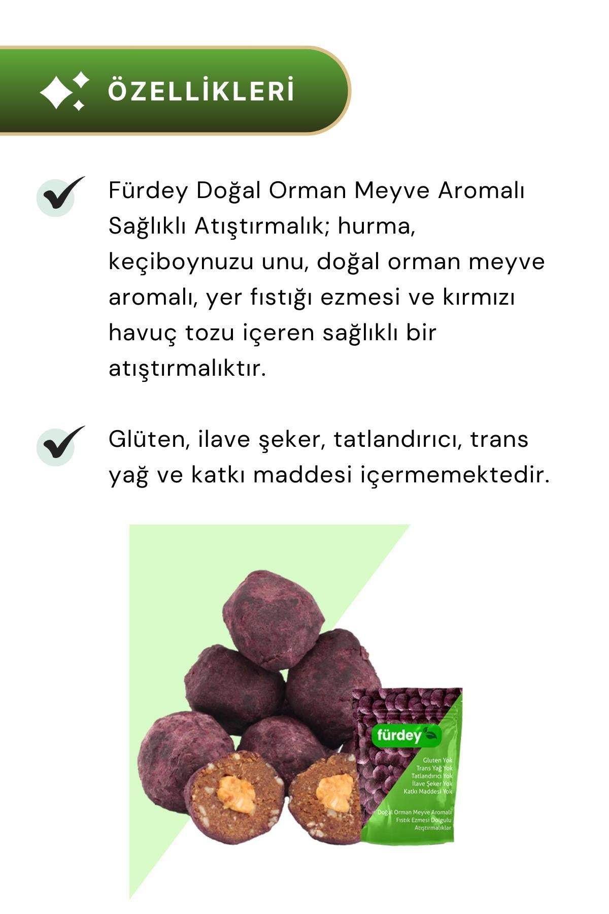 Fürdey Doğal Orman Meyve Aromalı Sağlıklı Atıştırmalıklar 90 g 3'lü Paket