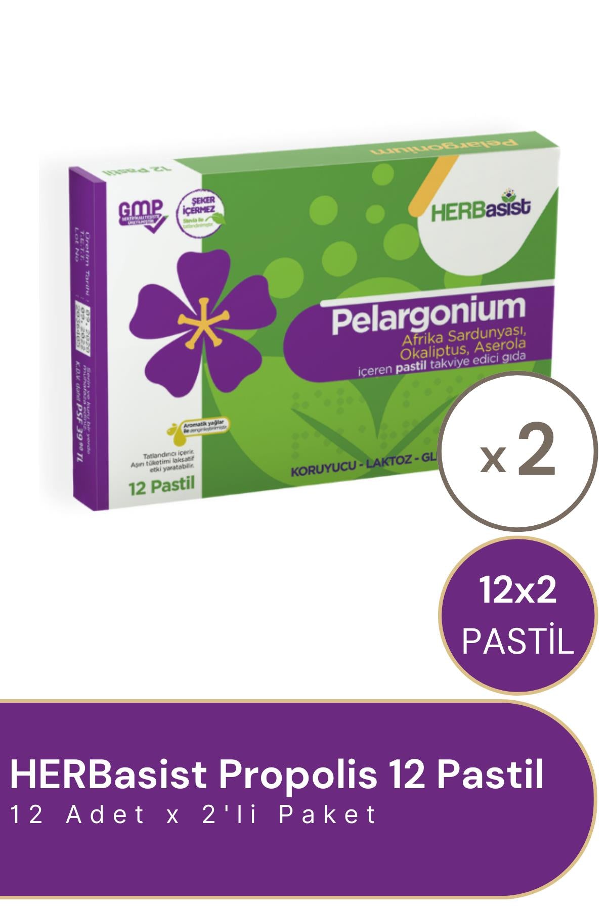 HERBasist Pelargonium 12 Pastil 2'li Paket