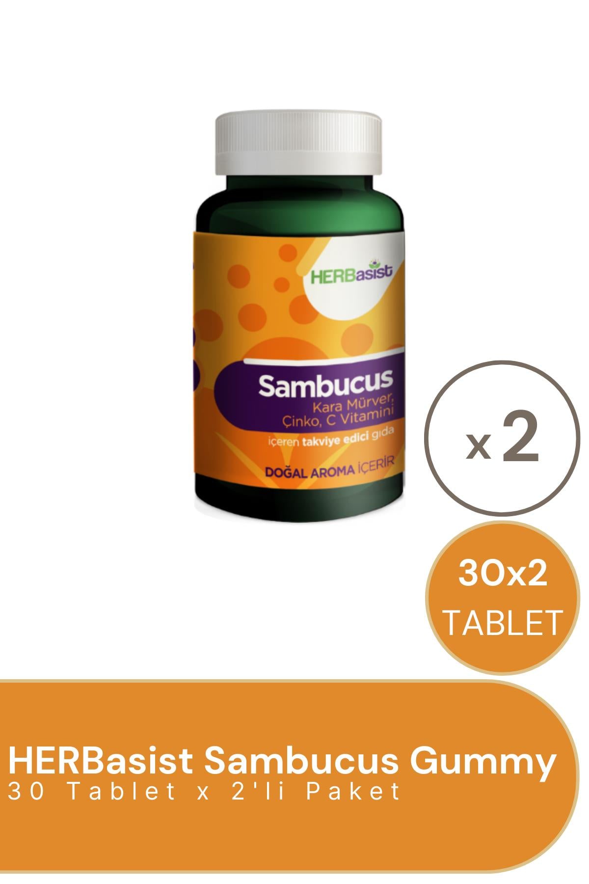 HERBasist Sambucus Gummy 30 Tablet 2'li Paket