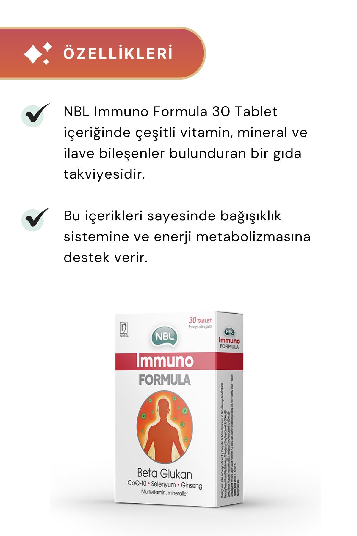 NBL Immuno Formula 30 Tablet 2'li Paket