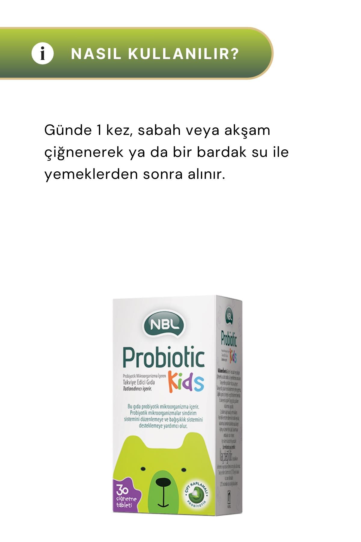 NBL Probiotic Kids 30 Çiğneme Tableti 2'li Paket