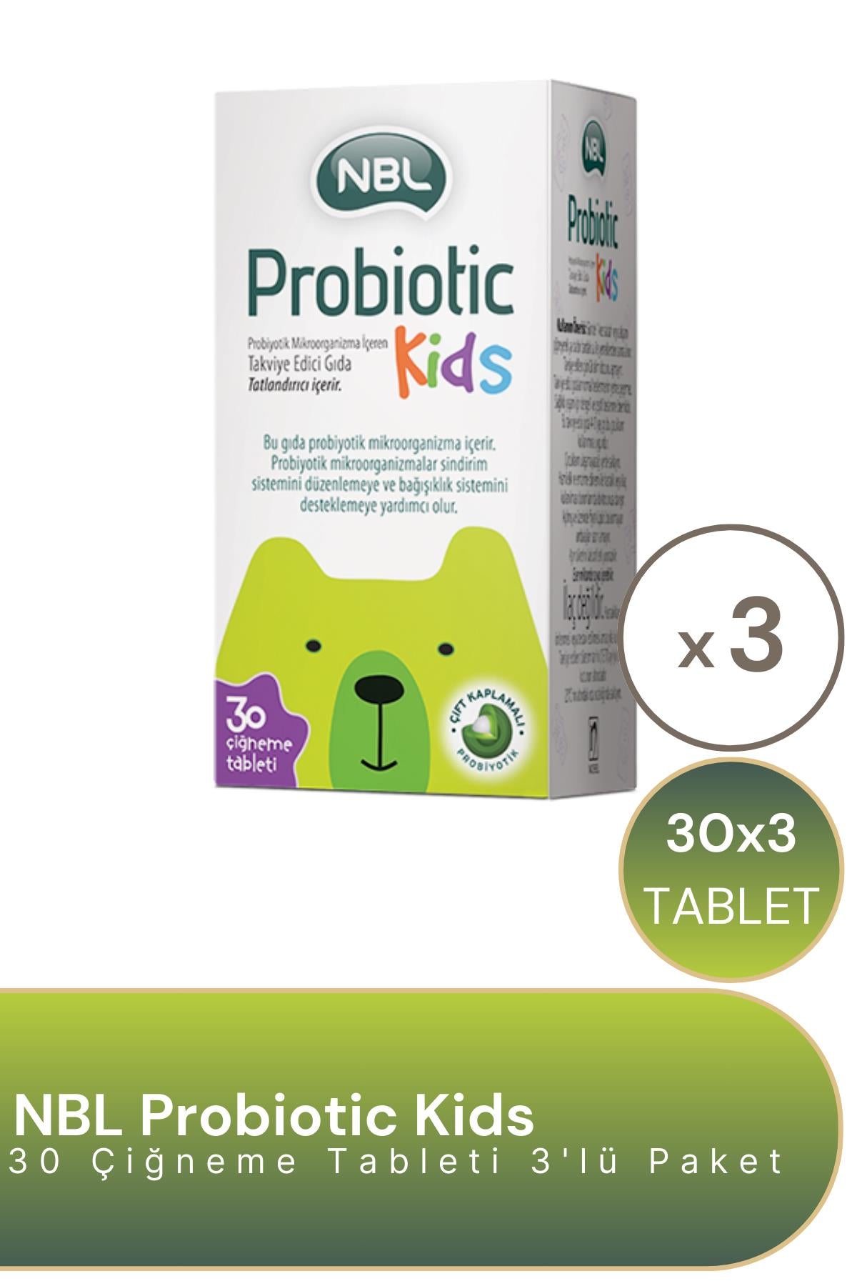 NBL Probiotic Kids 30 Çiğneme Tableti 3'lü Paket