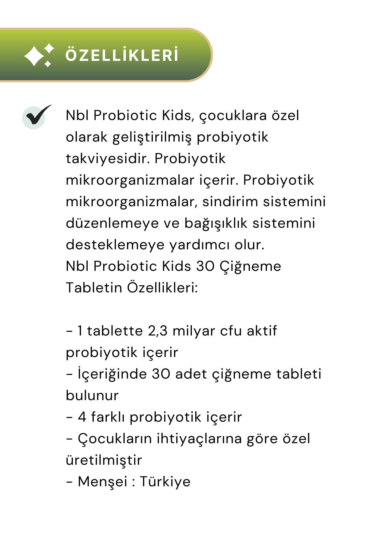 NBL Probiotic Kids 30 Çiğneme Tableti 3'lü Paket