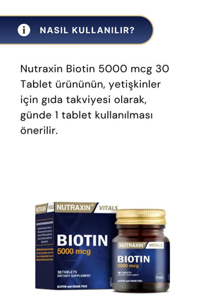 Nutraxin Biotin 5000 mcg 30 Tablet 4'lü Paket