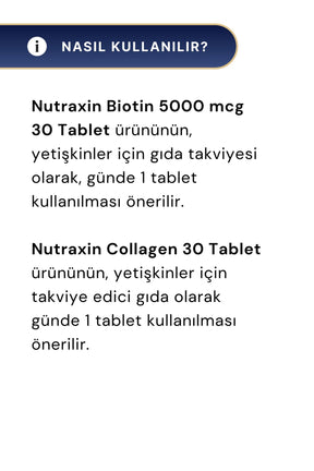 Nutraxin Biotin 5000 mcg 30 Tablet & Beauty Gold Collagen 30 Tablet