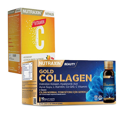 Nutraxin Gold Collagen 10 Saşe & Vitamin C 28 Çiğneme Tableti