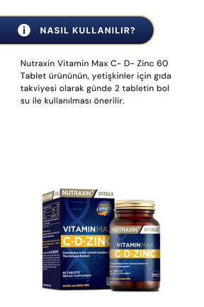 Nutraxin Vitamin Max C- D- Zinc 60 Tablet 3'lü Paket