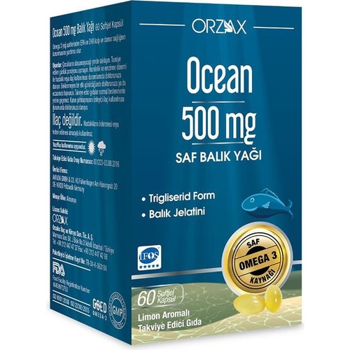 Ocean Saf Balık Yağı 500 mg 60 Kapsül