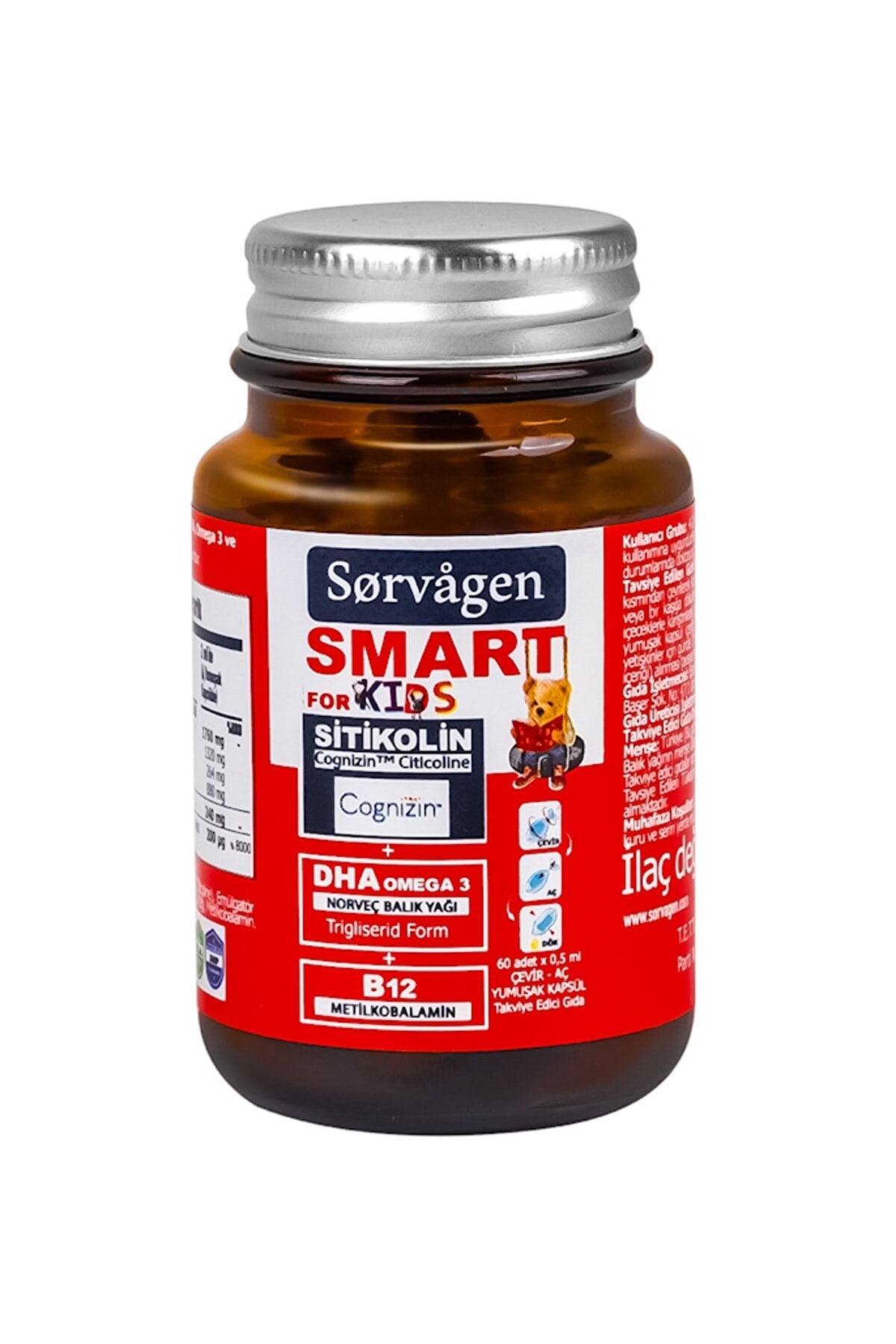 Sorvagen Smart KIDS Sitikolin DHA Omega-3 ve B12 60 Kapsül