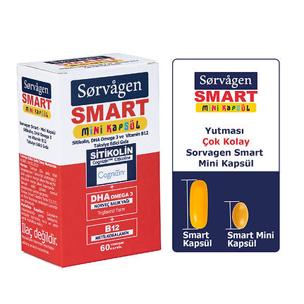 Sorvagen Smart Mini Sitikolin DHA Omega-3 ve B12 60 Kapsül