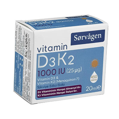 Sorvagen Vitamin D3K2 1000 IU 20 ml Damla