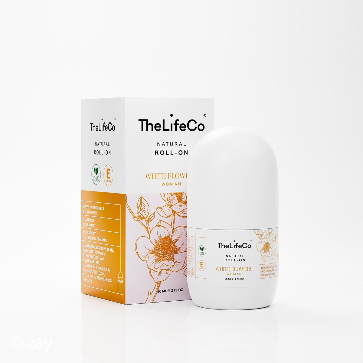 TheLifeCo Natural Roll-on Deodorant White Flowers 60 ml