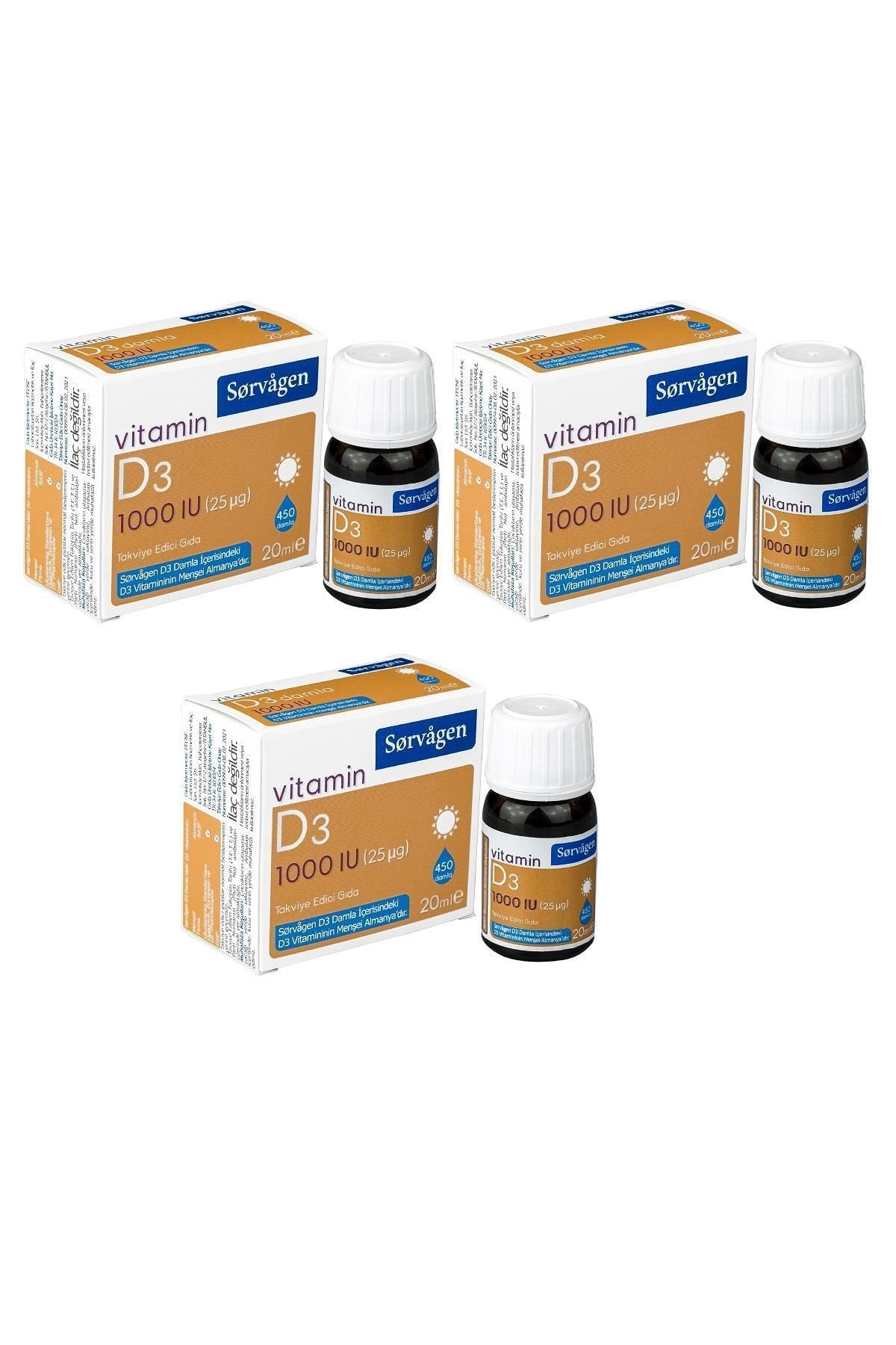 Sorvagen Vitamin D3 20 ml Damla 3'lü Paket