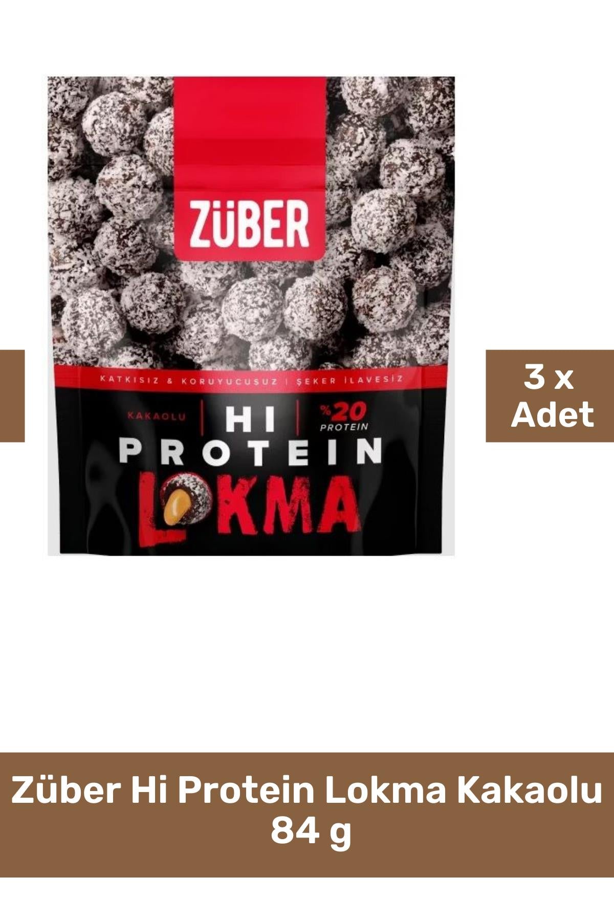 Züber Hi Protein Lokma Kakaolu 84 g 3'lü Paket