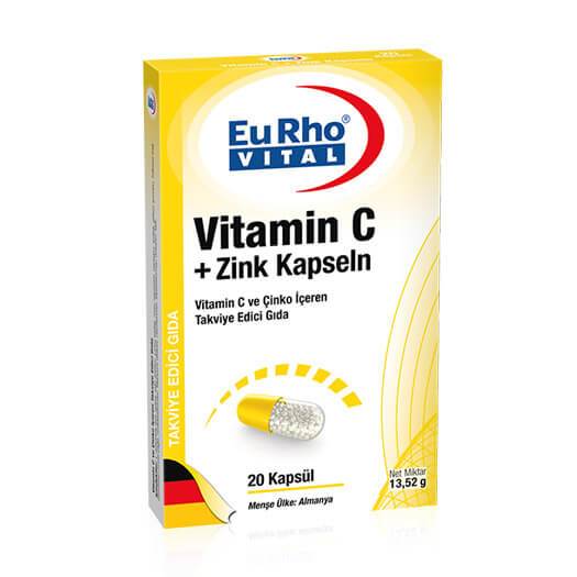 EurhoVital Vitamin C + Zink 10 Mg 20 Kapsül