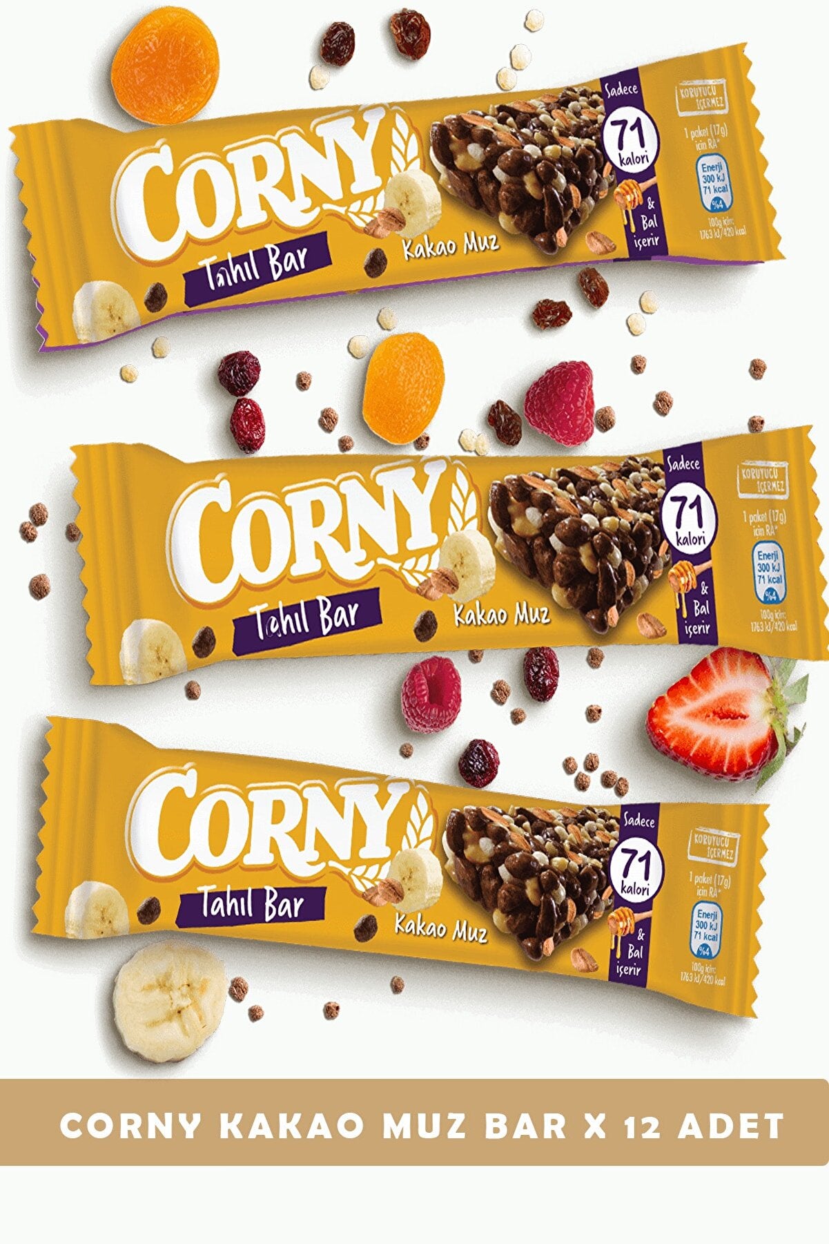 Corny Kakao ve Muz Tahıl Bar 17 g 12'li Paket