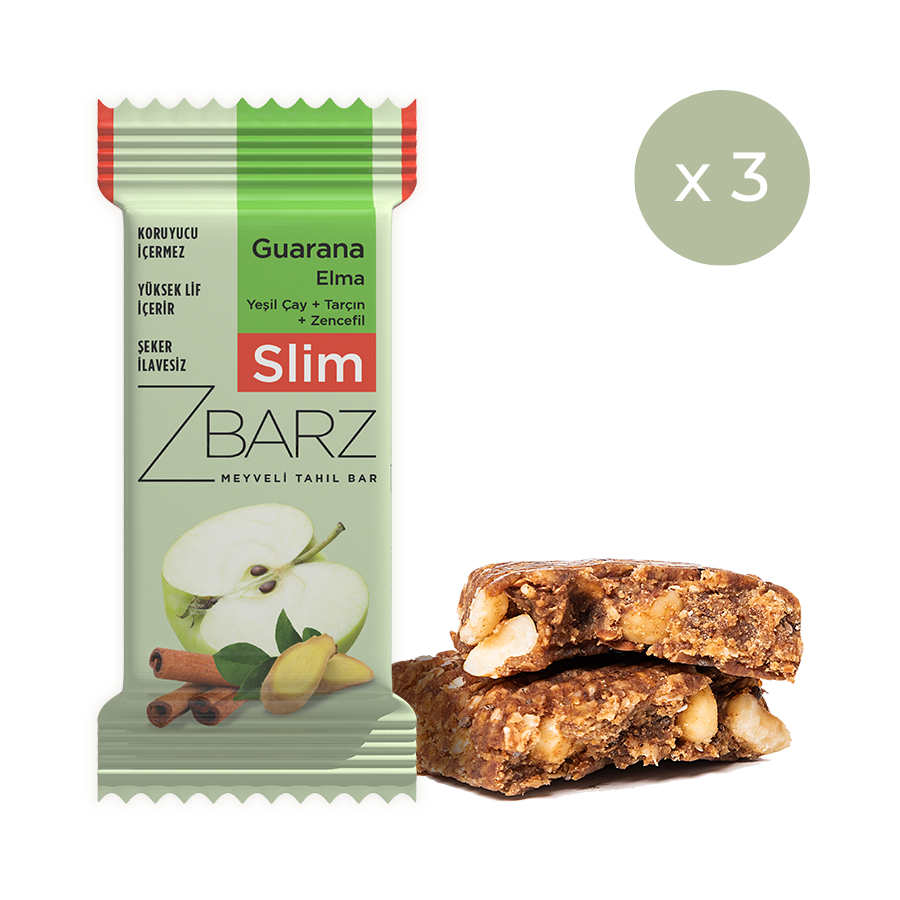 Zbarz Slim Guarana Elma Tahıl Bar 35 g 3'lü Paket