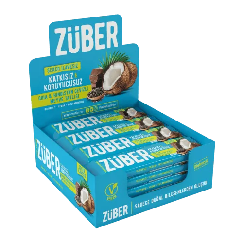 Züber Chia & Hindistan Cevizli Meyve Tatlısı 40 g 12'li Paket