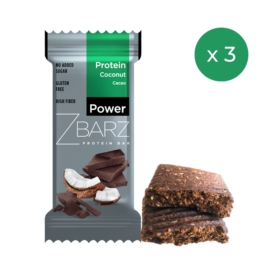 Zbarz Power Protein Bar Hindistan Cevizli - Kakaolu 35 g 3'lü Paket